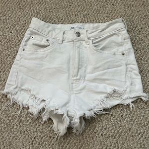 ZARA White Denim Shorts